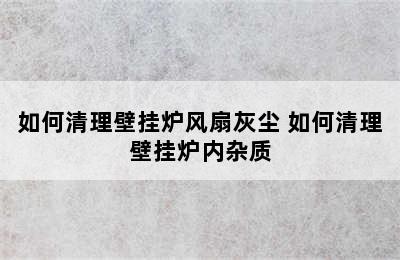 如何清理壁挂炉风扇灰尘 如何清理壁挂炉内杂质